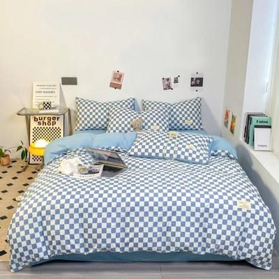 Zwart en Wit Ruit Dekbedovertrek Set Full, Geometrisch Ruit Beddengoed Set Zacht Ruitjes Geruit Dekbedovertrek met 2 Kussenslopen Double 180x220cm