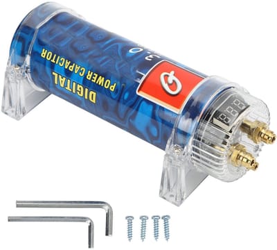 Dailygoods - Universele Autocondensator - Vermogenscondensator - Blauw - 12V-16V - Digitale Spanningsweergave - Geschikt voor Auto - Capaciteit 3 Farad