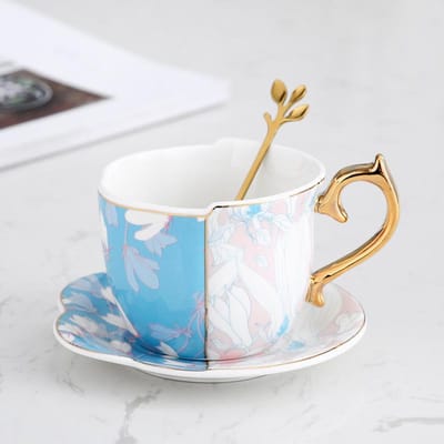 Nordse Pastorale Stijl Brits Keramisch Koffiekopje Schoteltje Set Ins Creatief Zwart Theekopje Goud Handbeschilderd Afternoon Tea Kopje Schoteltje 250