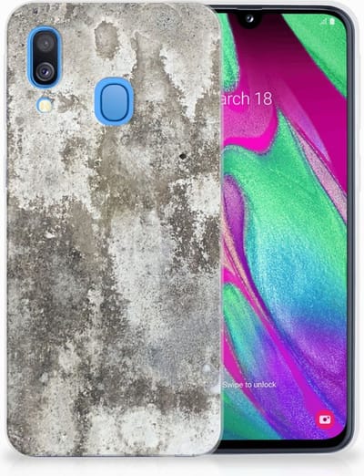 Samsung Galaxy A40 TPU Siliconen Hoesje Beton Print