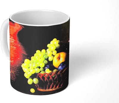 Mok - Koffiemok - Rustiek - Fruit - Kan - Mand - Stilleven - Mokken - 350 ML - Beker - Koffiemokken - Theemok