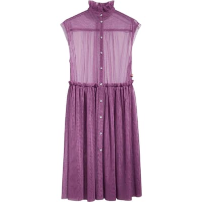 Levis Dames Radical Sheer Banded Collar Mouwloze Midi-Jurk (Paars)