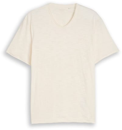 Tom Tailor - T-shirt met V-hals - Maat M - Gardenia White