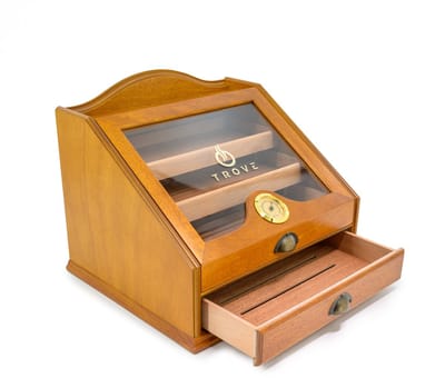Trove Sigaren Humidor - Ceder Hout Humidor voor 100 Sigaren | Inclusief Humidifier & Hygrometer - Bruin, Luxe Uitschuifbare Lades