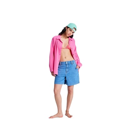 Roxy Island Hopper Hoge Taille Denim Shorts Blauw 25 Vrouw