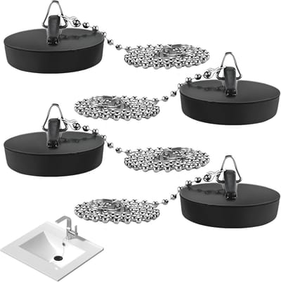 4 Stuks Afvoerpluggen met Ketting, 4 cm Diameter - Ideaal voor Keuken, Bad en Wastafel