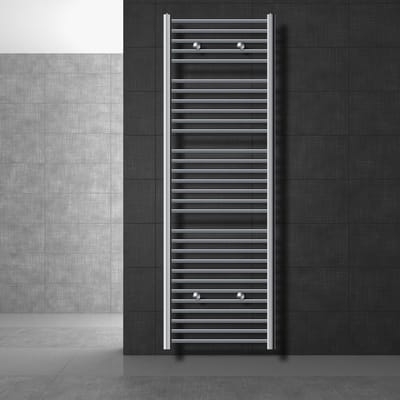 Elektrische badkamerradiator met verwarmingselement 1200W 600x1800 mm chroom rechte zijaansluiting & thermostaat digitaal display LuxeBath