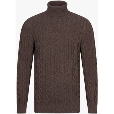 Cavallaro Napoli Trui Marzano Roll Neck Cable Pattern Knit Midden Bruin / male