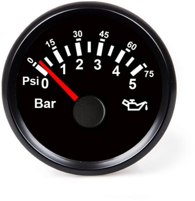 Hollex Oliedrukmeter Zwart 9-32V 0-5 Bar