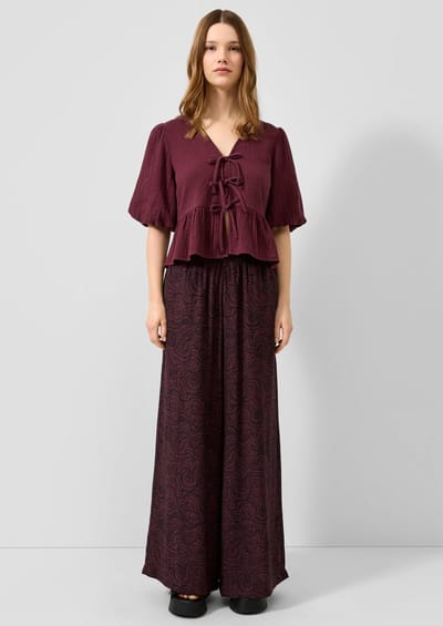 Vloeiend gemêleerd viscose printbroek voor dames QS