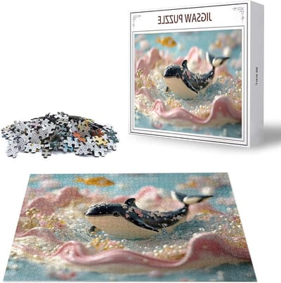 Puzzel 5000 stukjes voor volwassenen, dolfijnpuzzel met prachtige verpakking, afmetingen: 156 x 105 cm, bloemenpuzzel voor het hele gezin, uitdagende puzzel voor het decoreren van huis en muur, B-4346