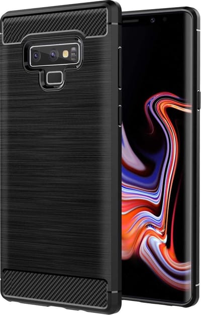 Geborsteld Hoesje geschikt voor Samsung Galaxy Note 9 Soft TPU Gel Siliconen Case Zwart - van iCall