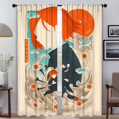 Jujutsu Kaisen Scheidingswand Elegante Kamergordijnen voor Woonkamer Verduisteringsgordijn Home Interieurgordijnen 2 Stuks Shades Keuken W50xH70cmx2pcs-CL