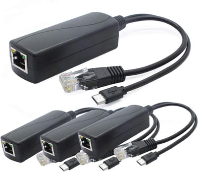 5V PoE Splitter 4-Pack - 48V naar 5V 2.4A Adapter met Micro USB - Compatibel met IP-camera's, Tablets en Raspberry Pi