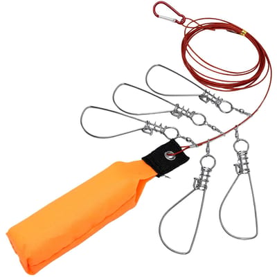 Vislijn Clip 5 Haken 11.5FT Levende Vis Lock Grote Vis Staalkabel Vis Houder met Drijver voor Zoutwater