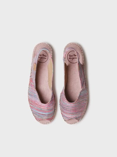 Espadrilles met open neus, sleehak en gestreepte stof voor dames | BERI-RG