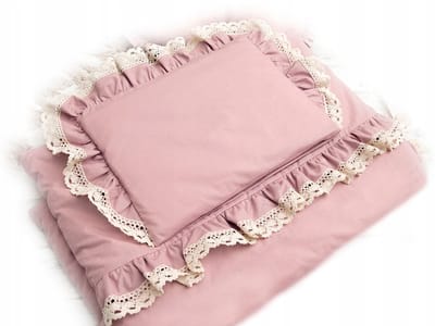 Vintage kinderlakenset 100x135cm met kant en ruches