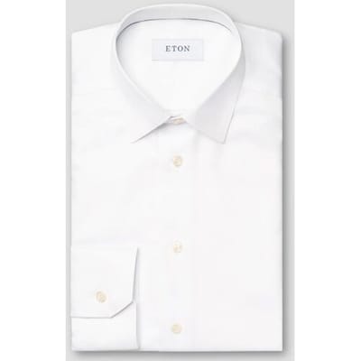 Eton Overhemd Uni Color Signature Twill Pointed Collar Wit / male