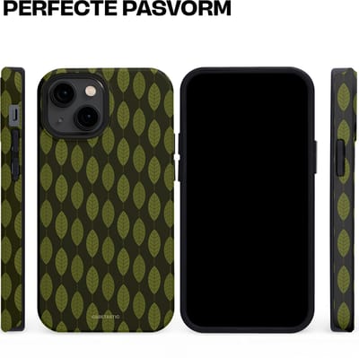 Casetastic hoesje geschikt voor Apple iPhone 13 mini - MagSafe - Dubbellaagse bescherming - Donkergroene Bladerendek - Fashion Case - Zwart Donkergroen