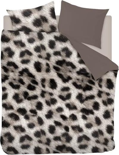 Snoozing Jaguar - Flanel - Dekbedovertrek - Lits-jumeaux - 240x200/220 cm + 2 kussenslopen 60x70 cm - Taupe