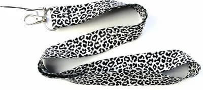 Travel Cords - Keycord Luipaardprint Zwart-Wit - stevig lanyard - sleutelhanger - sleutelkoord - met telefoonkoord - sleutels
