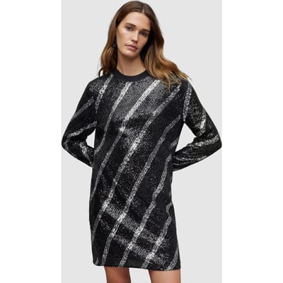 AllSaints Juela Bowi Dress Black/silver Maat: XS | Mini Jurken Outlet | Dames | Zwart