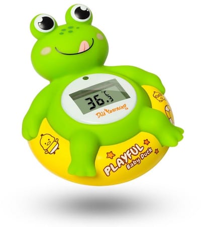 Doli Yearning Baby Badthermometer, Drijvend BadSpeelgoed voor Kleuters, Badthermometer, in graden Fahrenheit en Celsius - veelkleurige kikker