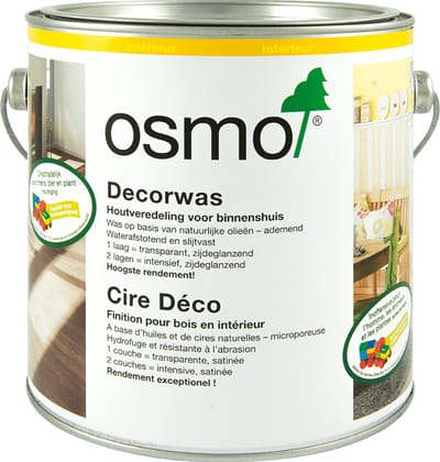 Osmo Decorwas Transparant 3111 Wit 0.75 Liter | Wash effect | Kleurolie | Houtolie voor Binnen | Kleurwax | Sluitvast en Vuilafstotend