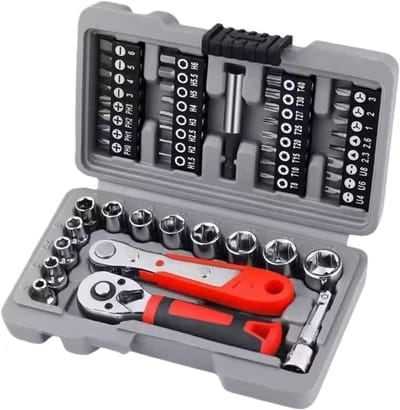 Gereedschapset Ratel - Dopsleutelset Schroevendraaier - Mechanisch Repareren - CRV Gelegeerd Staal - 168x100x40mm