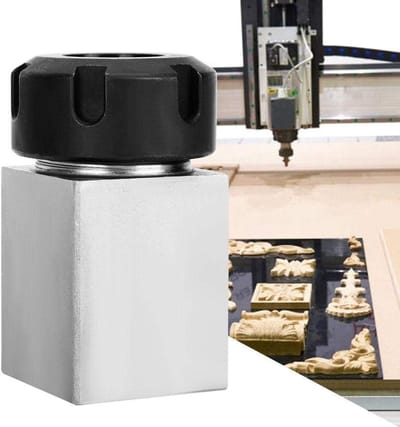 Spantanghouder ER-25 - Spantangblok CNC - Precisiebewerking - Verhard Gereedschapsstaal - 69x45x45cm - Zilver/Zwart