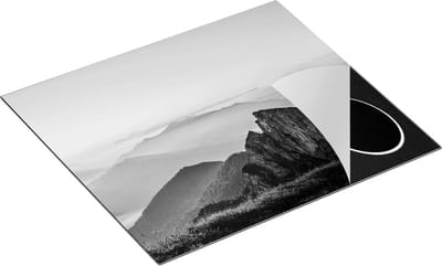 Chefcare Inductie Beschermer Zonsopkomst in de Bergen in de Alpen - Zwart Wit - 60x50 cm - Afdekplaat Inductie - Kookplaat Beschermer - Inductie Mat