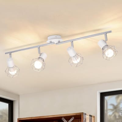 Glitzerlife - Plafondspot Plafondlamp - 4xE14 fitting - Draaibaar en Kantelbaar - Opbouwspots Industrieel Metaal - Ø70cm - Zwart