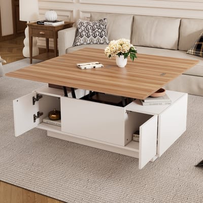 STILVORA Salontafels - Moderne Salontafel Met Dubbele Hefconstructie - Ruimtebesparend Opbergen - 100x50x55,5 cm - Spaanplaat - Naturel