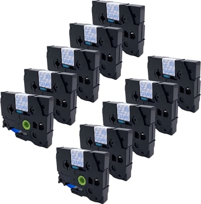 DULA Brother Compatible label tape- Tze-133 - 10 cassettes - Brother P-Touch - Blauw op transparant - 12mm x 8m