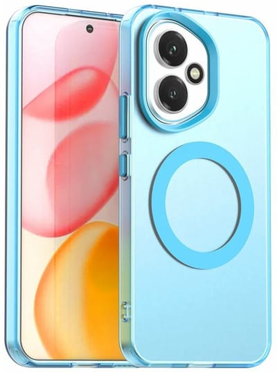 MagSafe Compatibel Backcover Hoesje Geschikt voor Honor 400 - Blauw & Semi-Transparant Design - Stijlvol & Goede Bescherming