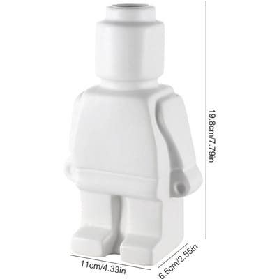 Ornement Vase Robot en Résine Style Nordique Créativité Bloc Homme Vase à Fleurs de Bureau Armoire Décoration de Maison Dispositif d'Arrangement Floral white