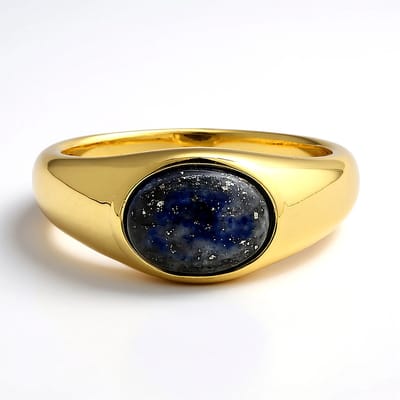 Cavill - Zilveren ring 925 sterling verguld - Afghaanse Lapis Lazuli 1 75 ct ovale cabochon - stijlvol blauw juweel dames ring 17 18 19