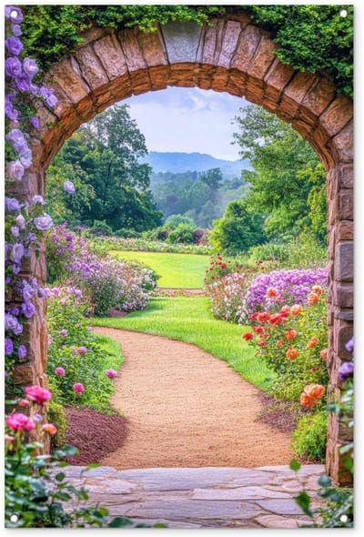 Dailygoods- Tuinposter 80x120 cm - Buitenschilderij - Tuinposters voor Buiten - Tuindecoratie - Doorkijk - UV-werende Inkt - Buitenposter