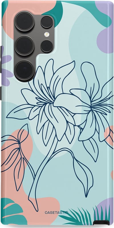 Casetastic Hoesje Geschikt voor Samsung S24 Ultra - Stijlvolle Beschermende Duo-layer Case - Mint Bloemprint