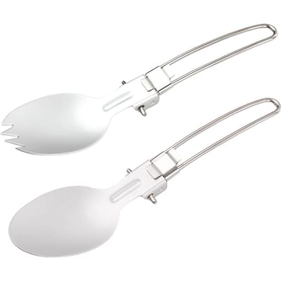Ensemble d'ustensiles de camping pliables Portables en acier inoxydable cuillère spork pliable pour le camping la randonnée argenté
