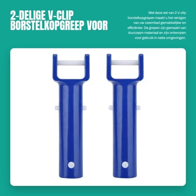 Dailygoods- Zuigkopgreep Set van 2 - V-clip Borstelkopgreep - Zwembadstofzuigeraccessoires - Duurzaam Materiaal - Universele Maat - Geschikt voor Natte Omgevingen - Zwembadreiniger