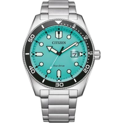 CITIZEN Eco-Drive Serie 100m Waterdicht Diepte Solar Kwarts Stalen Band Herenhorloge Groene Wijzerplaat AW1760-81W groen