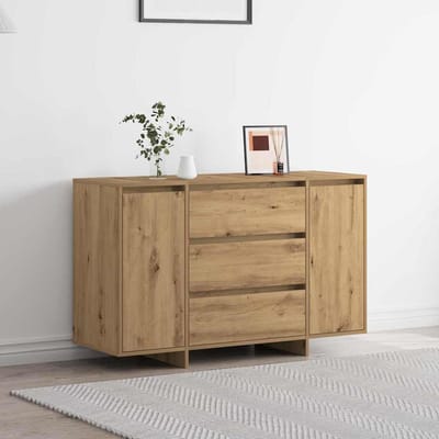 vidaXL - Dressoir - Artisan - Eiken - 120 - x - 41 - x - 75 - cm - Bewerkt - hout