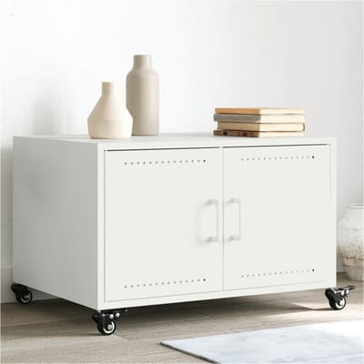vidaXL - Salontafel - 68x50x43,5 - cm - staal - wit