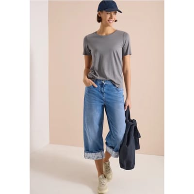 7/8 Wide Legs jeans met omgeslagen detail