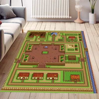 Vintage Boerderijthema Wasbaar Kleed Paarden Eenden Bomen en Boerderij Matten Groene en Terracotta Tinten Katoen Antislip Tapijten 80x120cm