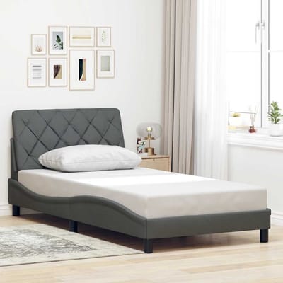 vidaXL - Bedframe - zonder - matras - 100x200 - cm - stof - donkergrijs