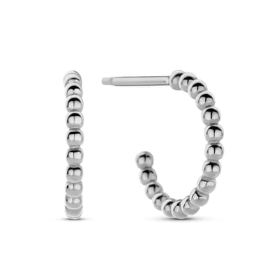 New Bling - 9NB-1396 - zilveren hoop oorbellen 925 sterling silver - rhodium plated - 12mm