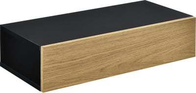 [en.casa] Wandplank met lade 50x24x12cm - zwart en houtlook