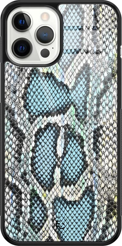 Hoesje geschikt voor iPhone 12 Pro Max - Slangenprint - Luxe Hard Case - Slangenprint - Blauw - ELLECHIQ